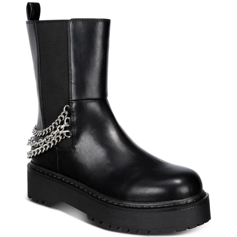 Wild Pair Women Platform Chelsea Boots Rocksann Size US 9.5M Black Faux Leather